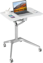 Height Adjustable Mobile Standing Desk Laptop Table Sit Stand Wheels