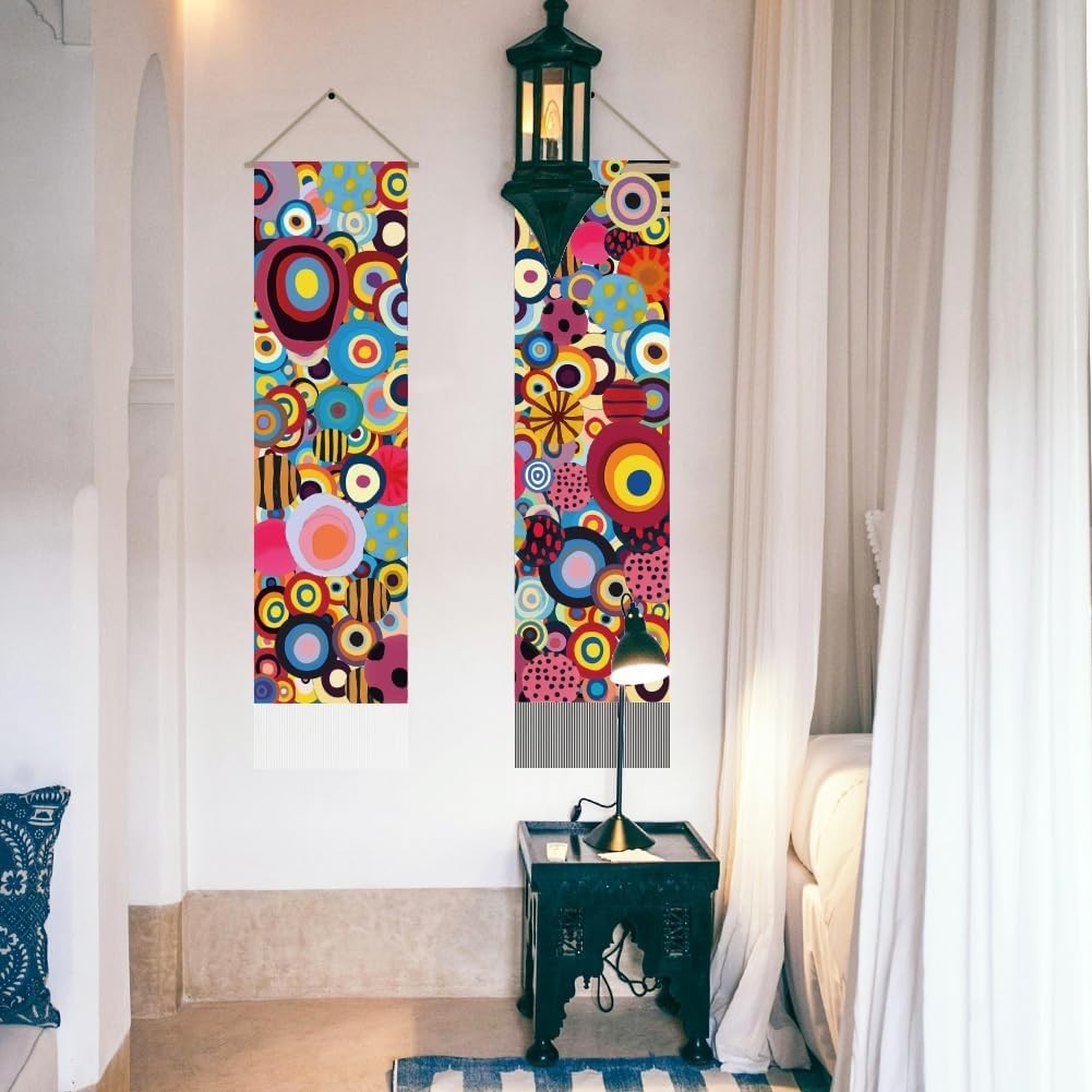 Boho Abstract Art Tapestry 2pcs 45.7x13in Hippie Wall Decor