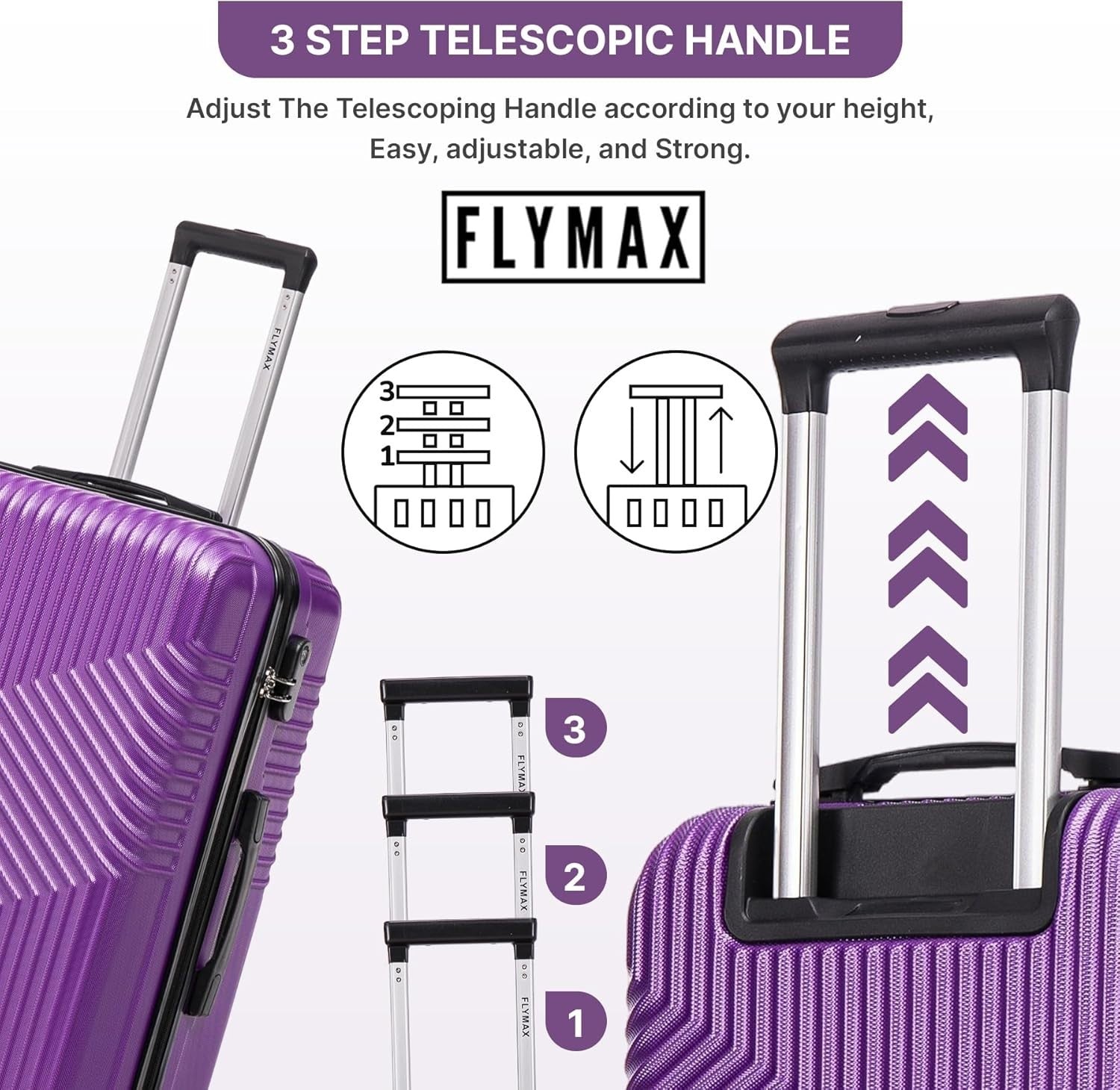 29'' Large Check In Suitcase Hard Shell Lightweight 4 Spinner Wheels Lock Purple