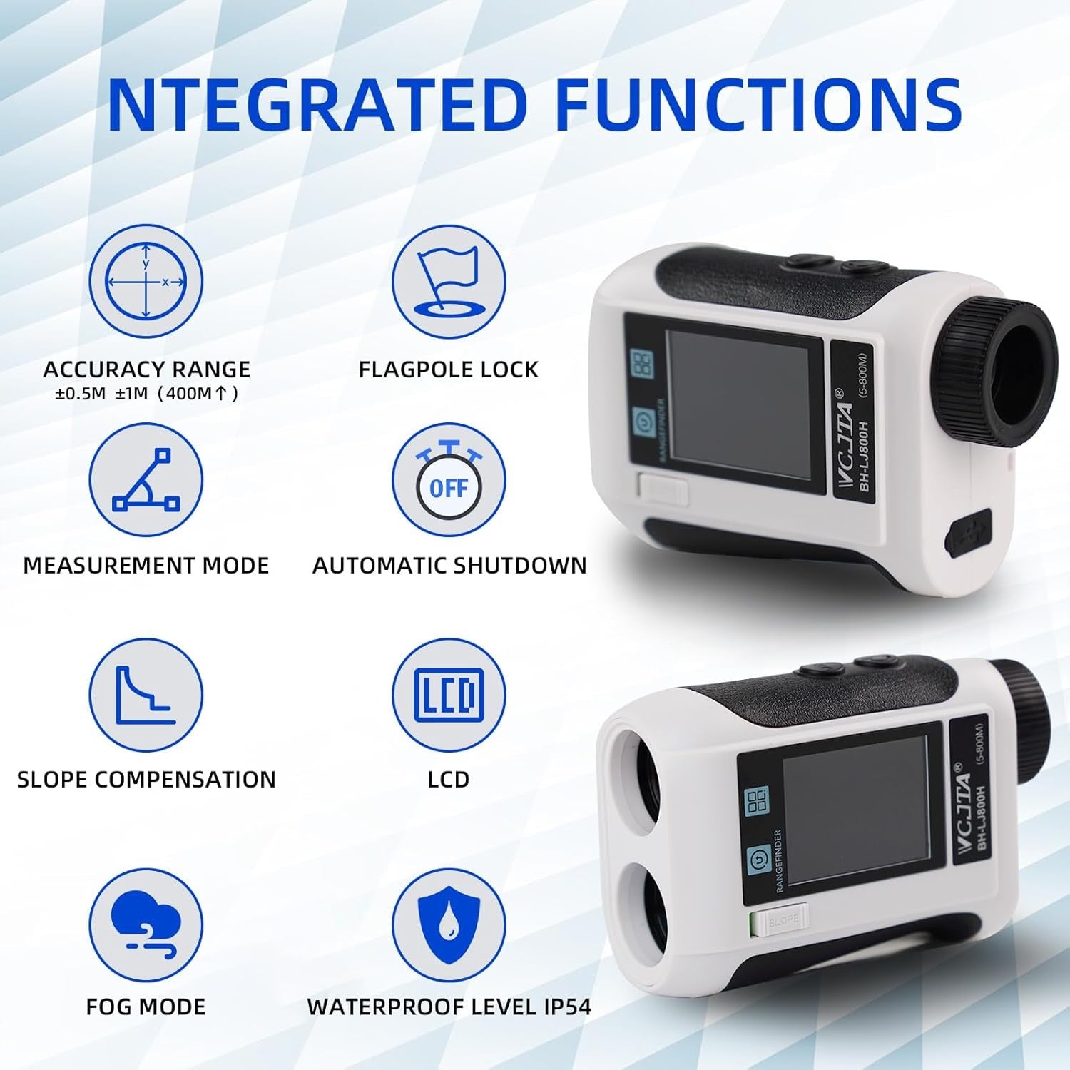 Golf Rangefinder 900 Yards Slope Flag Lock Vibration LCD Rechargeable