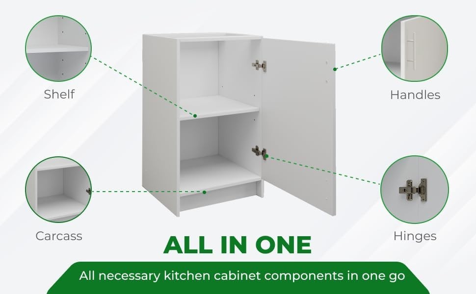 Modern 500mm Grey Matt Kitchen Base Cabinet Cupboard Storage Unit