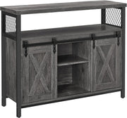 Charcoal Grey Industrial Sideboard Sliding Door Storage Cabinet