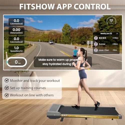 Foldable Under Desk Treadmill with Incline, App Control & Bluetooth