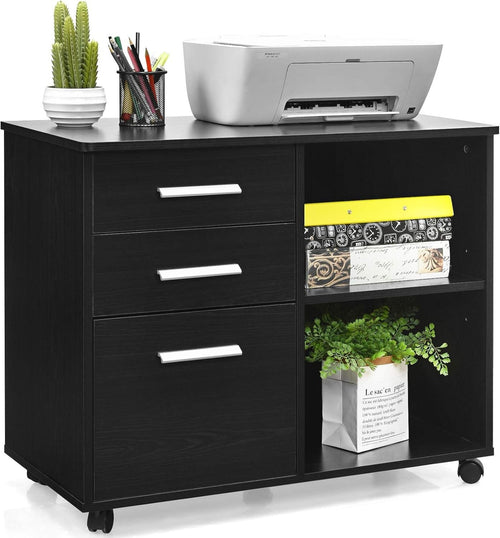 Lateral Mobile Filing Cabinet 3 Drawer Letter Size Printer Stand