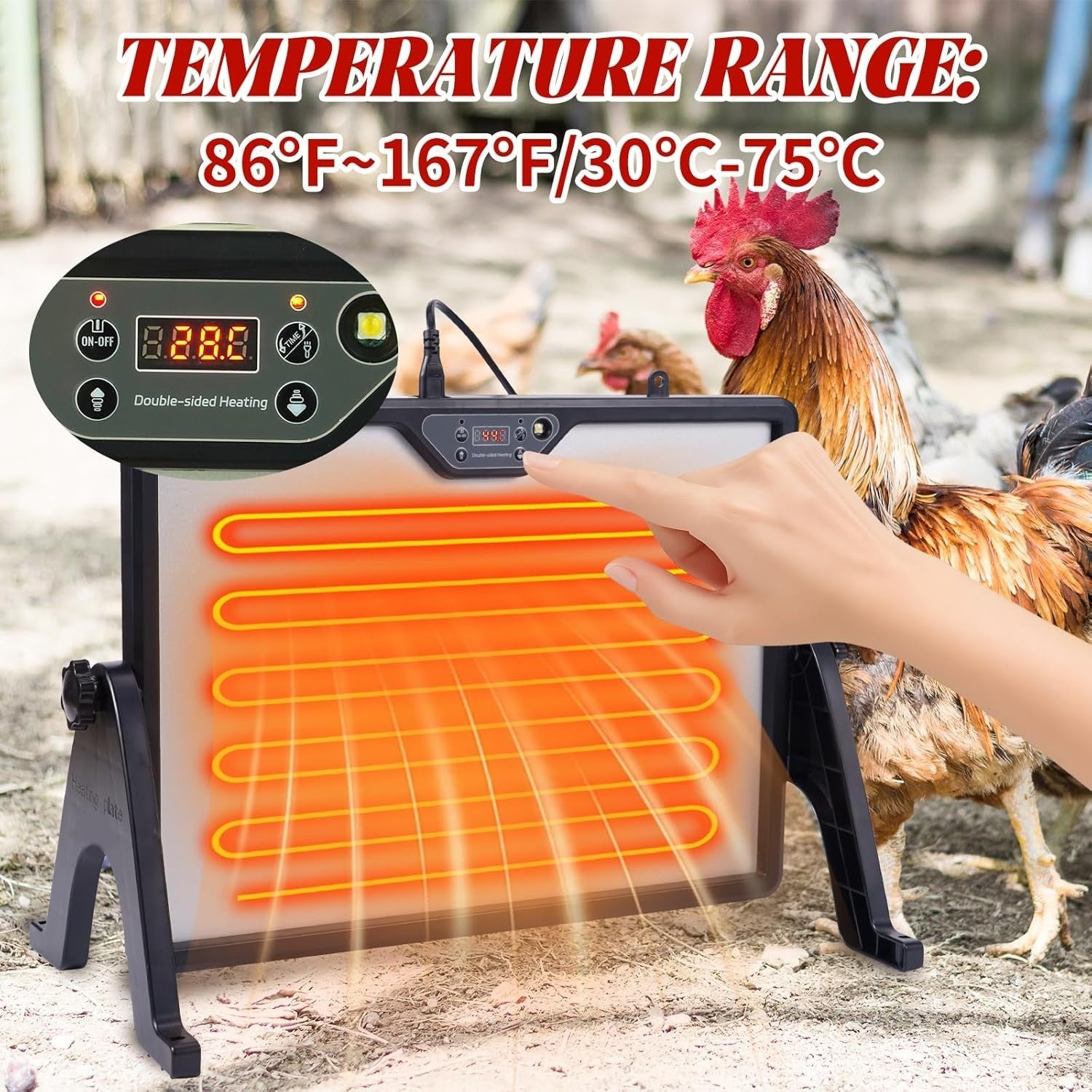 180W Chicken Coop Heater Thermostat Remote Brooder Panel