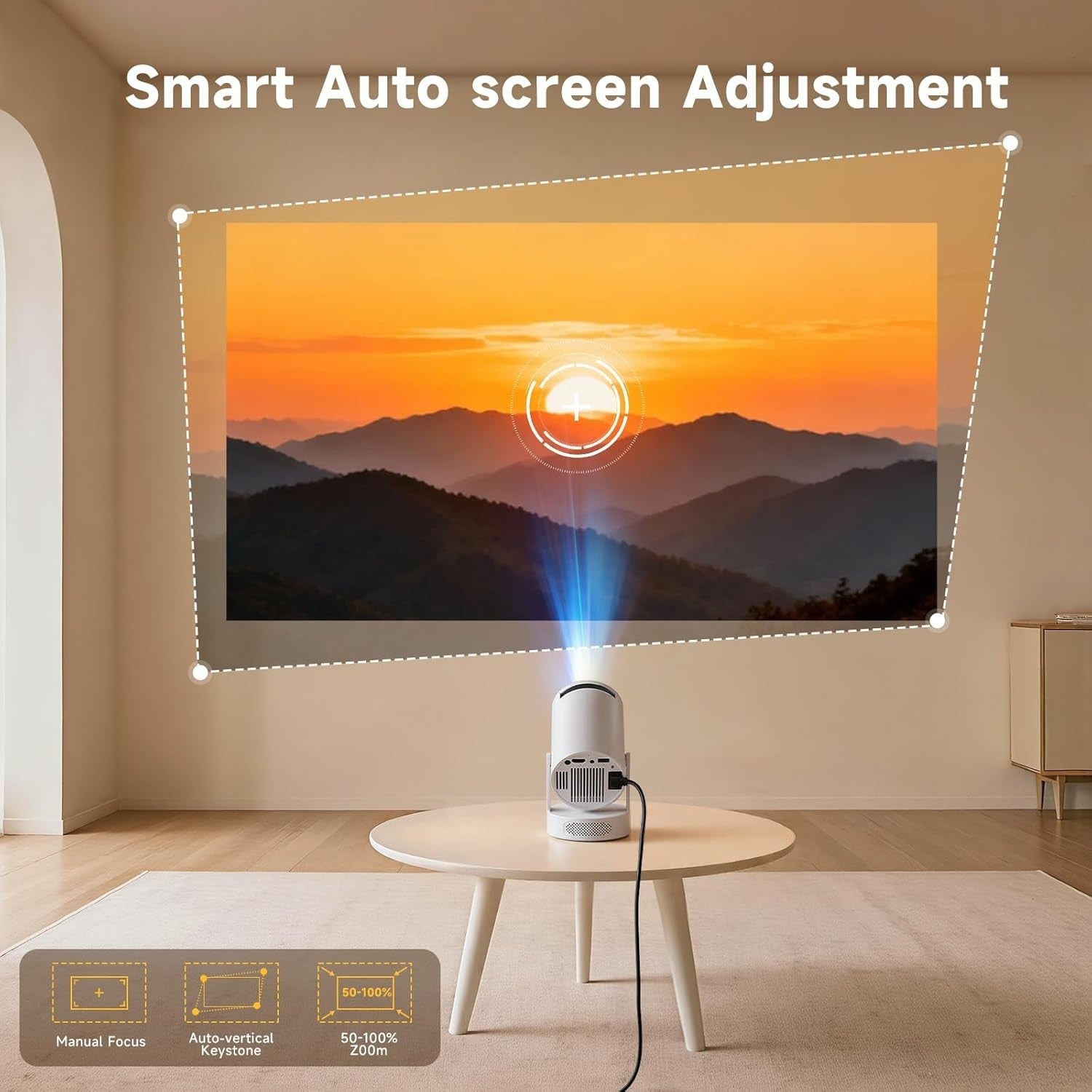 4K Smart Mini Projector Android 12 WiFi 6 Bluetooth Portable
