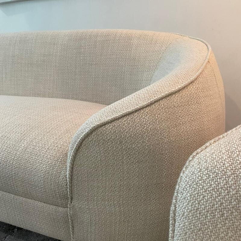3+2+1 Oatmeal Fabric Sofa Set Gold Legs Curved Armchairs Living Room