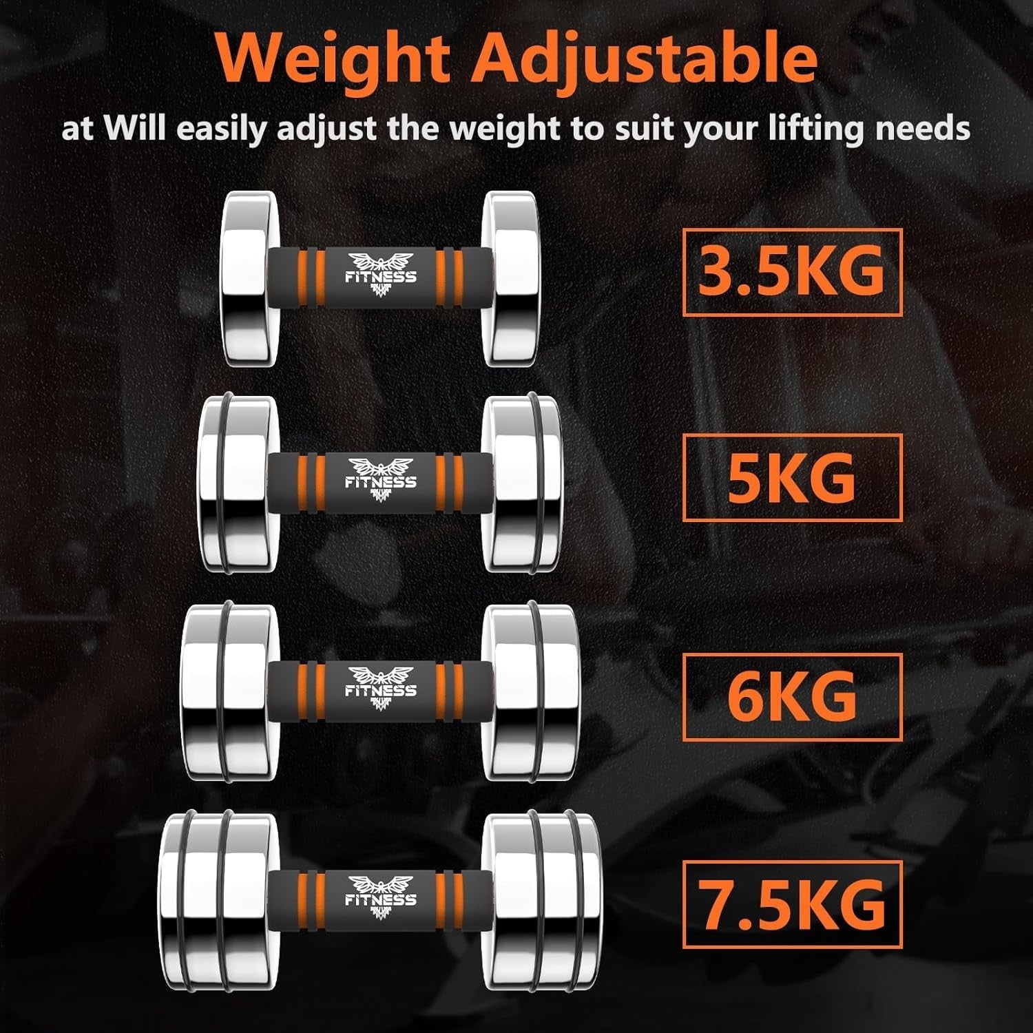15kg Adjustable Steel Dumbbells Pair Non Slip Compact Home Gym Weights
