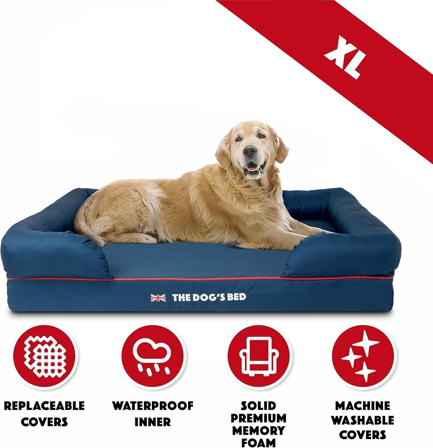 Orthopedic Memory Foam Dog Bed XL Waterproof 111x86cm