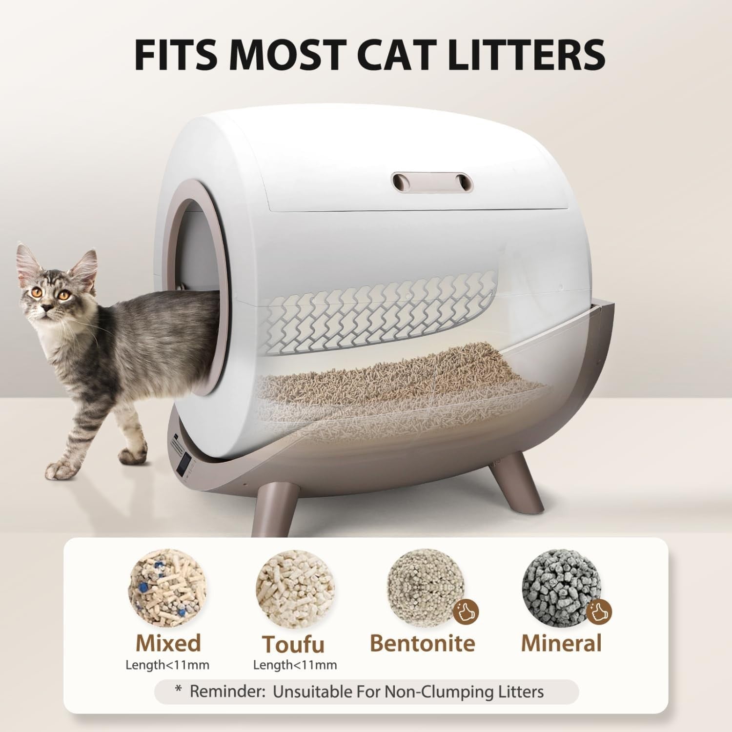 80L Self Cleaning Cat Litter Box App Control Multi Cat Auto Tray