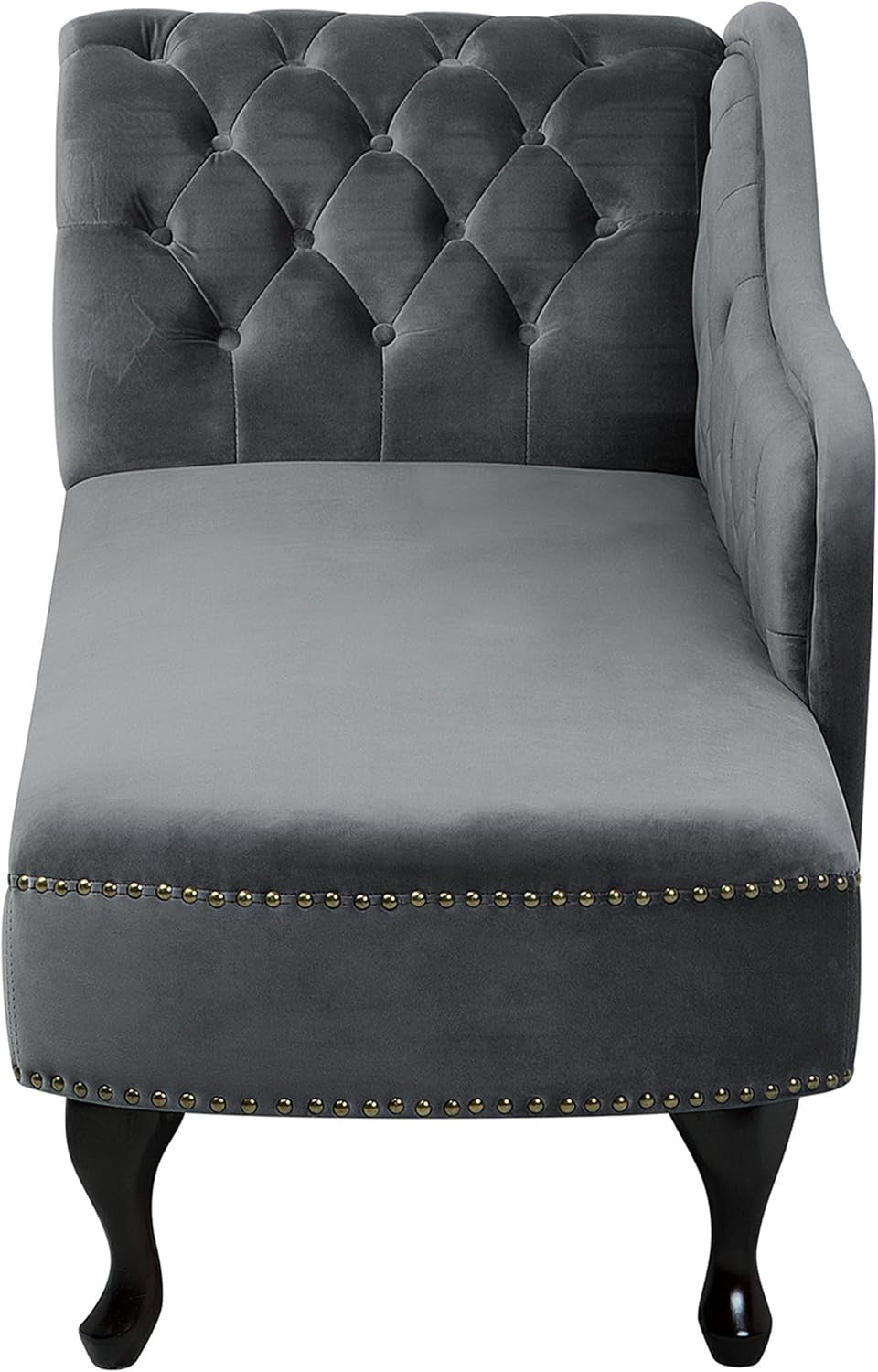 Vintage Velvet Left Hand Chaise Lounge Grey Chesterfield Sofa 170 cm Elegant