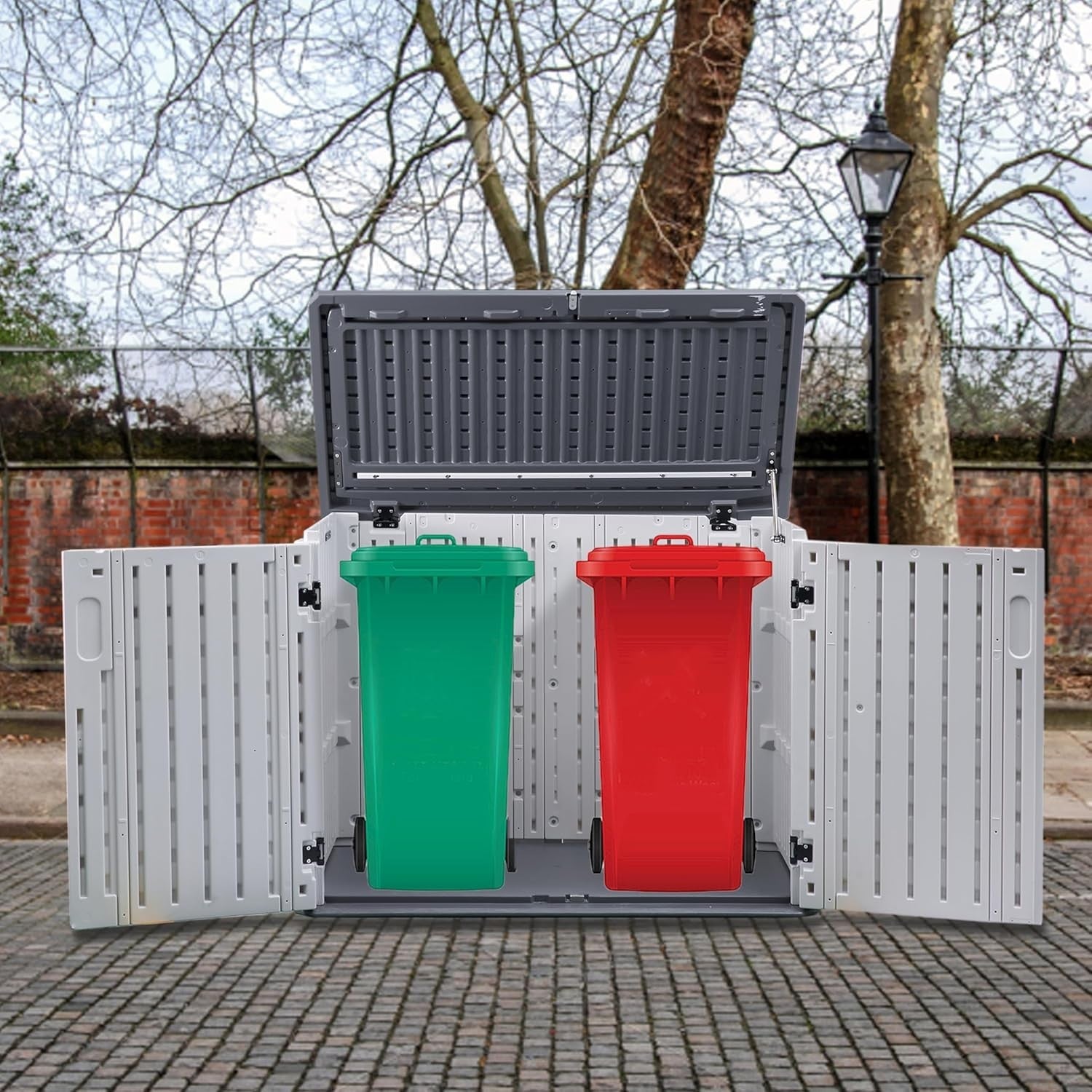 Plastic Garden Storage Shed 4.3x2.3ft Waterproof Outdoor Tool Shed with Floor Wh