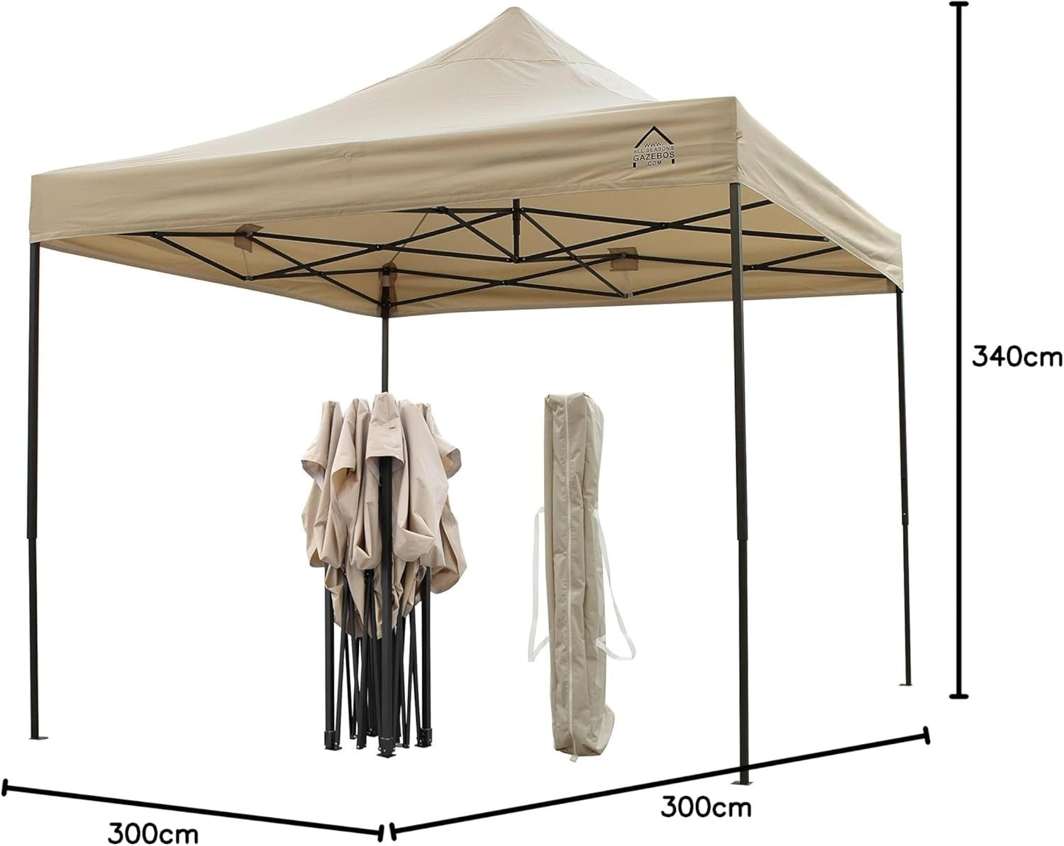 3x3M Cream Pop Up Gazebo Heavy Duty Waterproof Outdoor Tent With Accessories