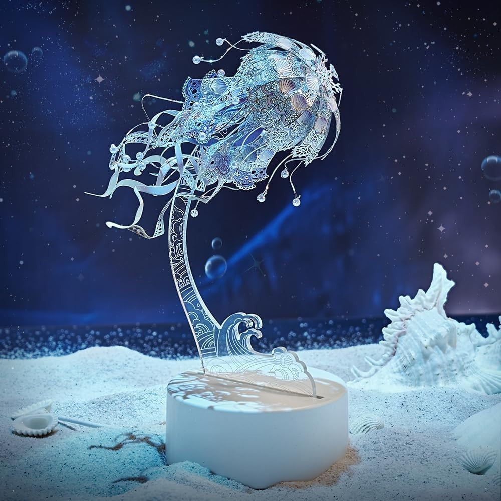 3D Metal Jellyfish Puzzle for Adults, DIY Ocean Decor, 61 Pieces, Gift Idea