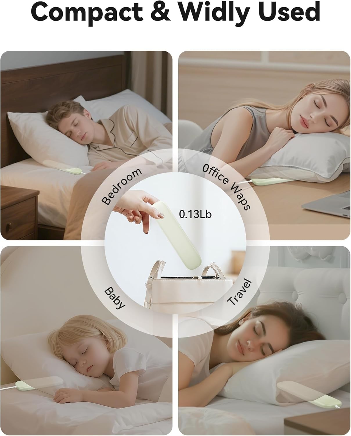 Bone Conduction Pillow Speaker for Sleep, 36 Sounds, Bluetooth & Timer