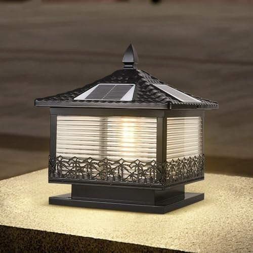 Remote-Control Solar Post Cap Lamp XL – Gray Outdoor Column Lantern
