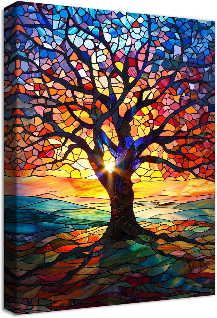 Tree of Life Canvas Wall Art 40x60cm Framed Colourful Print