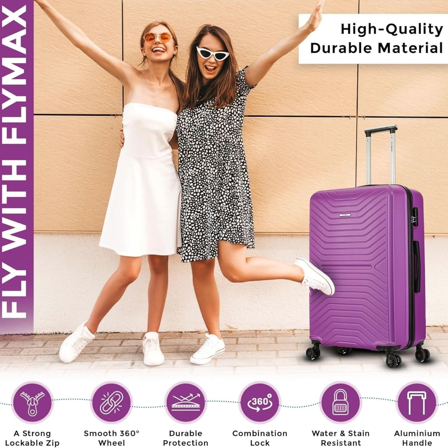 24'' Medium Check In Suitcase ABS Hard Shell 4 Wheel Spinner 3 Digit Lock