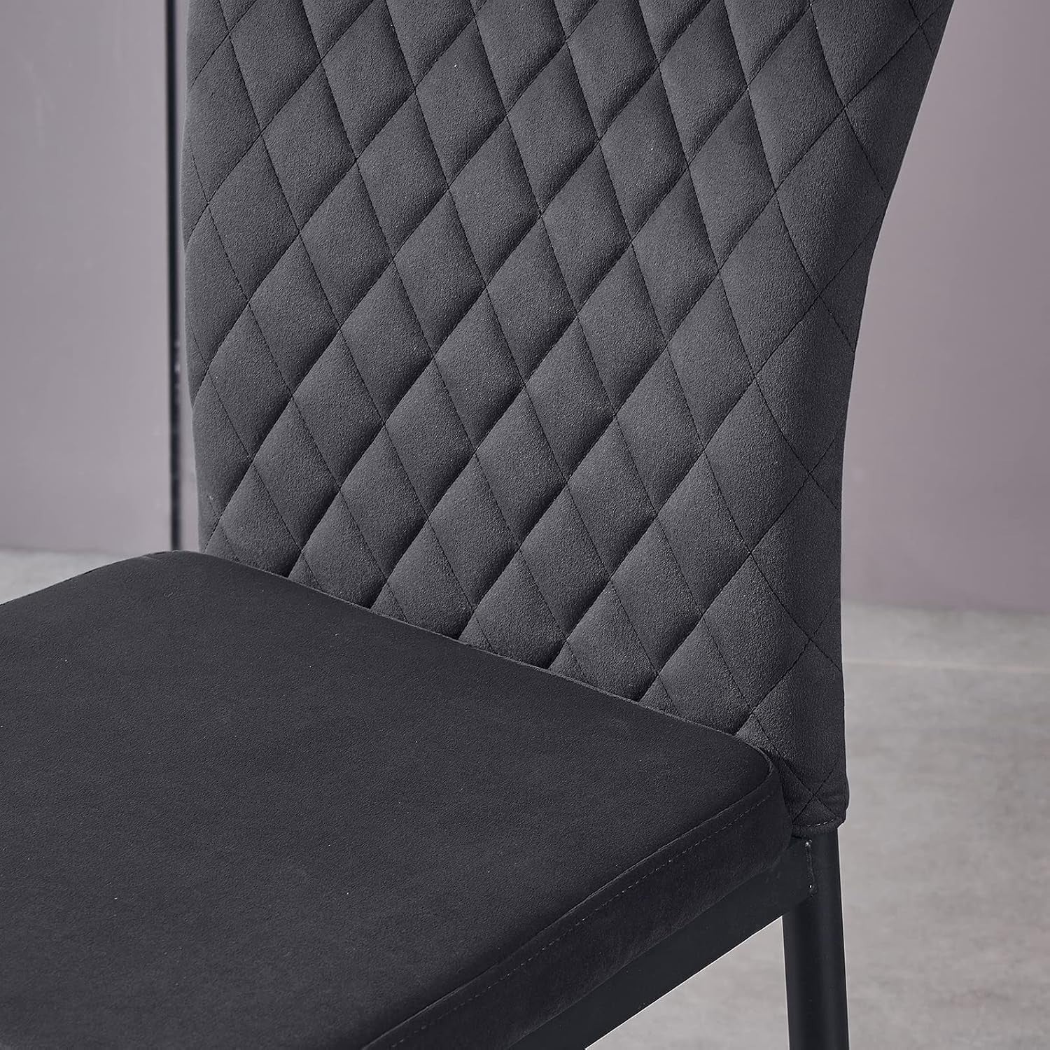 Modern Velvet Dining Chairs Set of 6 | High Back Comfort | Oak Frame Kitchen
