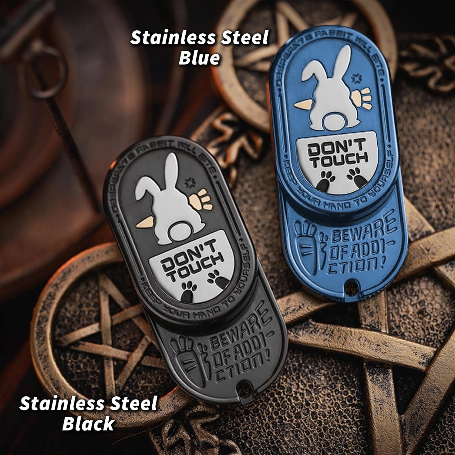 Blue Rabbit Metal Fidget Clicker Stainless Steel EDC Stress Toy
