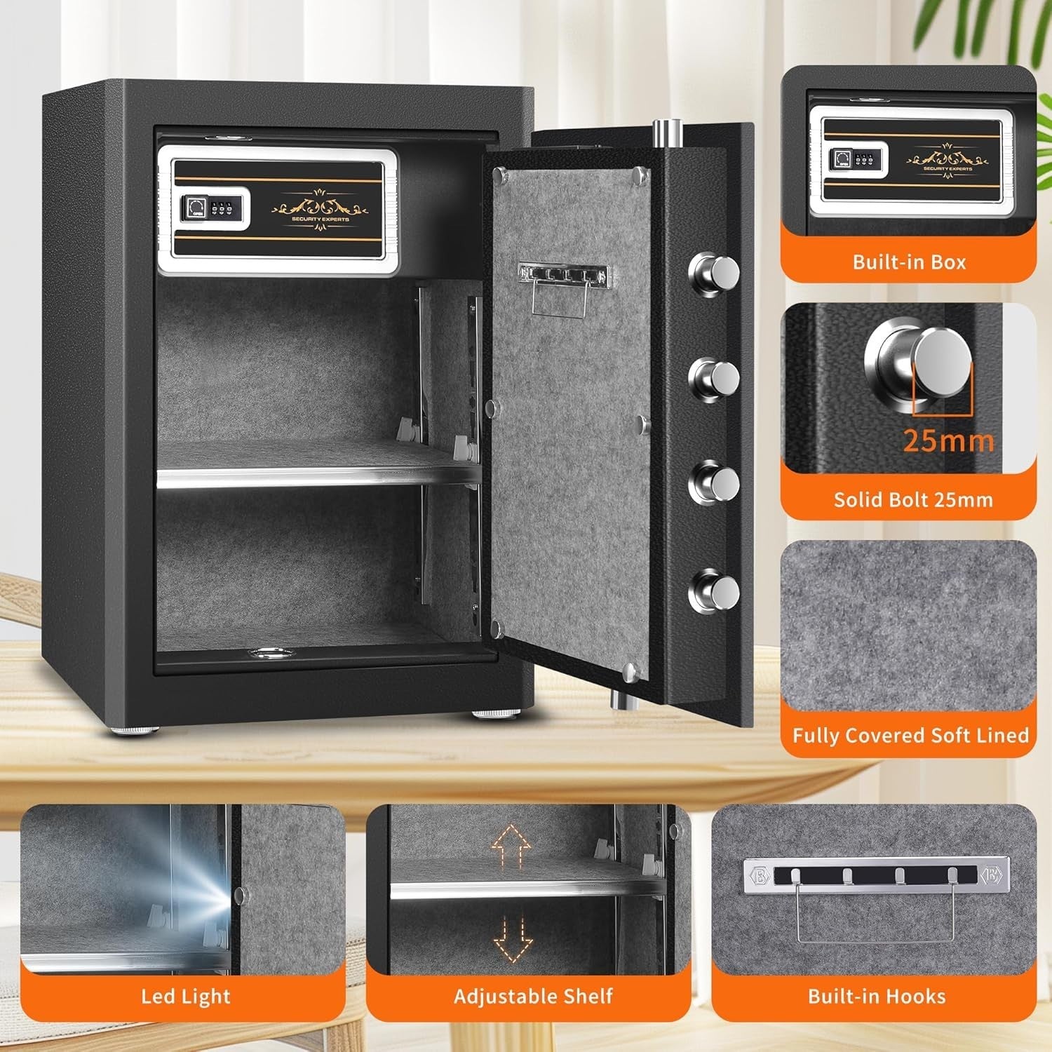 Large Biometric Fingerprint Safe 85L Digital Keypad Home Security