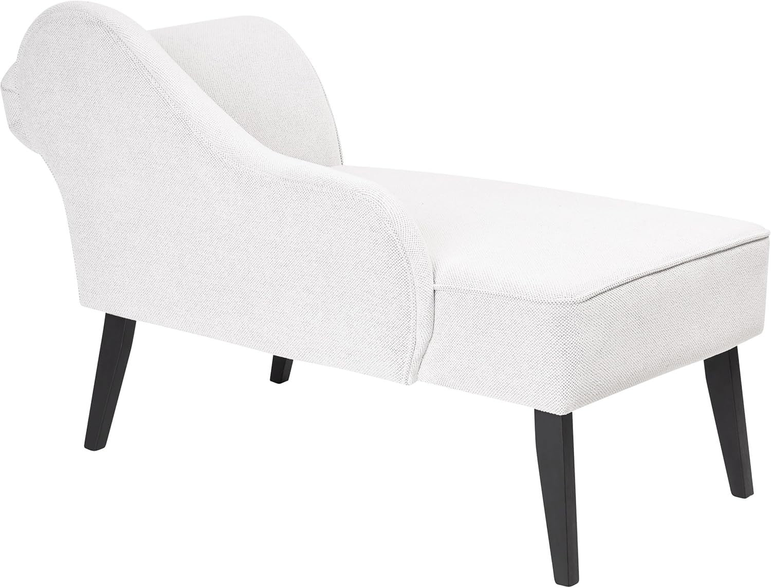 Vintage Right Hand Chaise Lounge White Fabric | Retro Sofa Seat, Black Legs