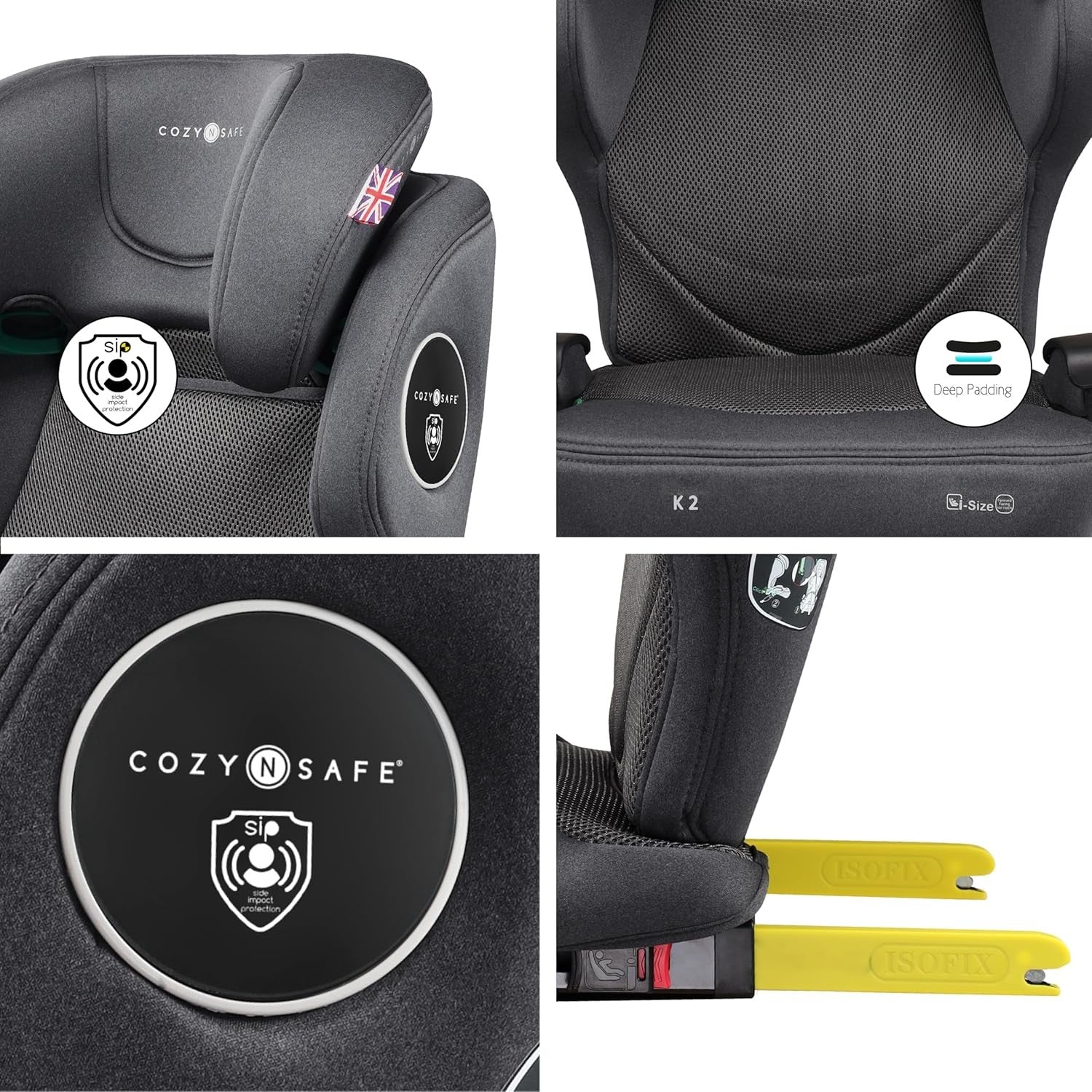 i-Size ISOFIX High Back Booster Car Seat 100–150cm Side Impact Protection