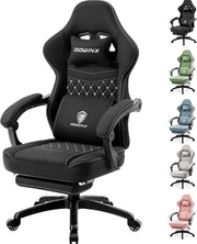 Massage Gaming Chair Fabric Recliner w/ Footrest 150kg Black
