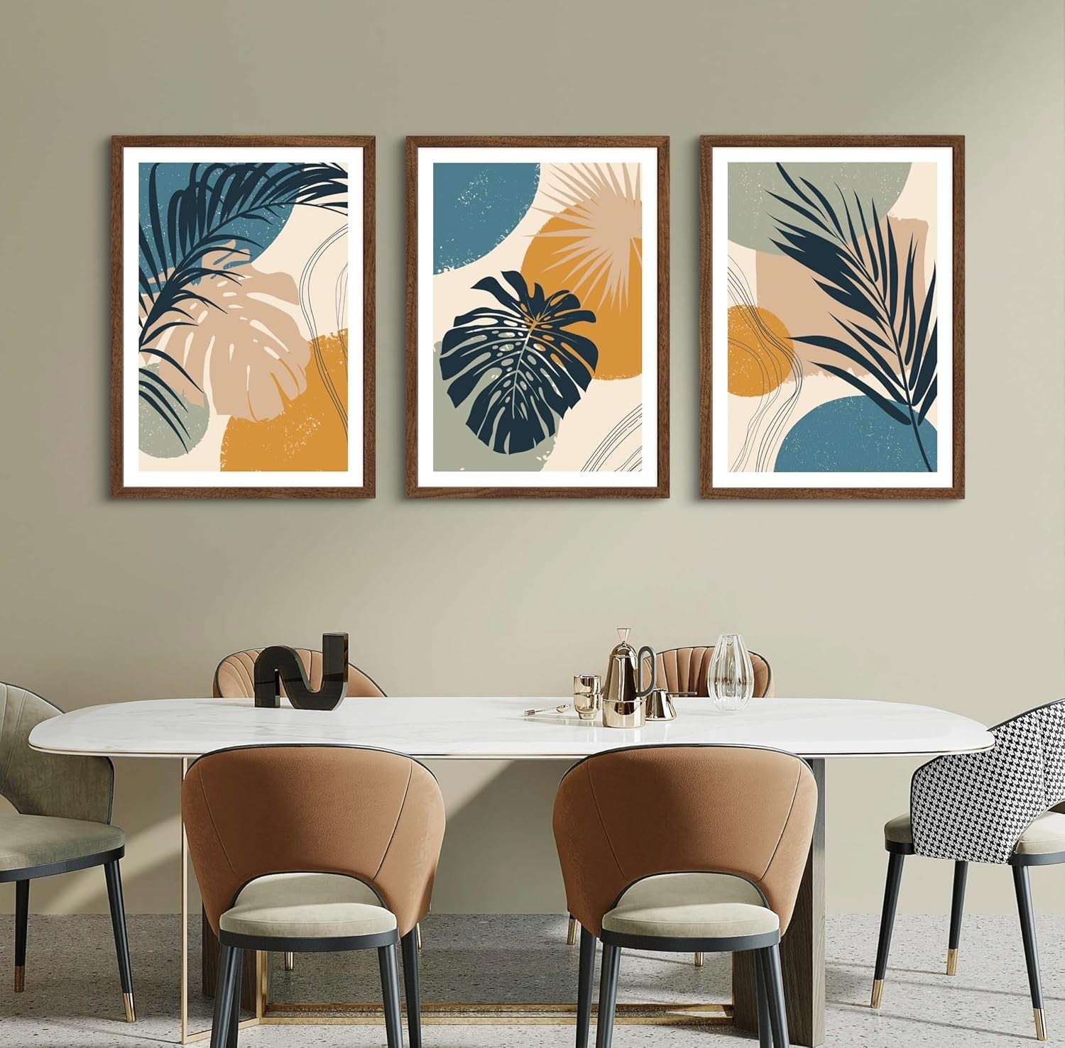 3Pcs EDEN Floral Abstract Wall Art – Pink & Green A3 Prints Home Decor