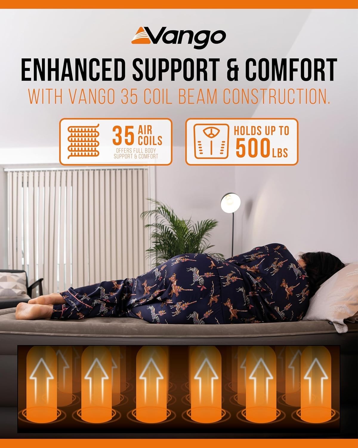 Double Airbed Electric Pump Silent Auto Top Up Flocked 3 Comfort