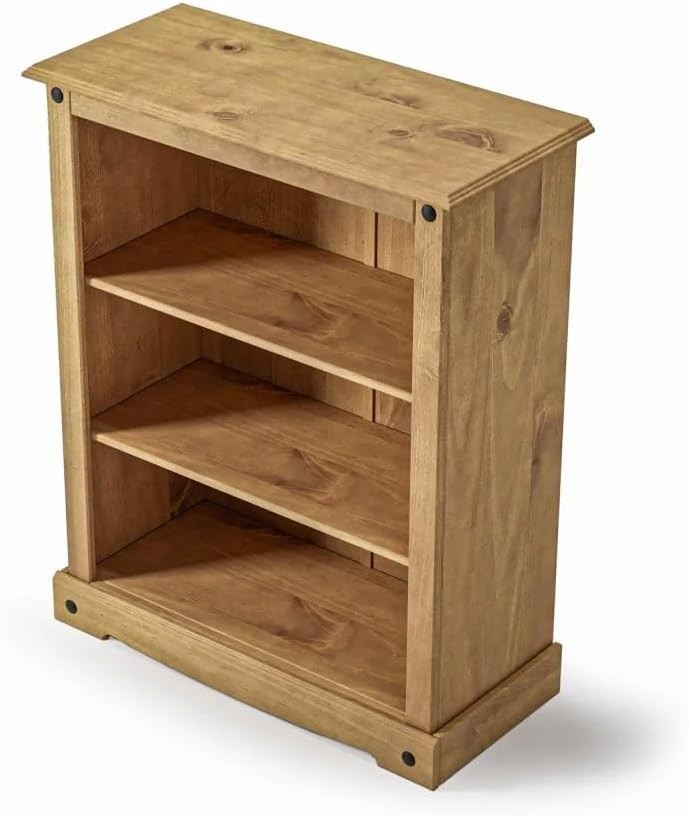 3 Tier Solid Pine Wooden Bookcase Rustic Small Storage Shelf 75x29x100cm