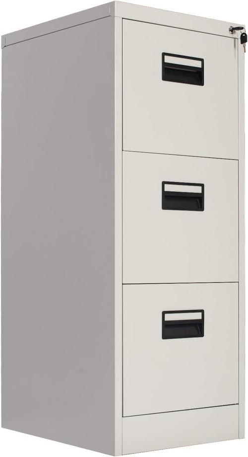 Light Grey 3 Drawer Lockable File Cabinet 50x40x103cm Steel