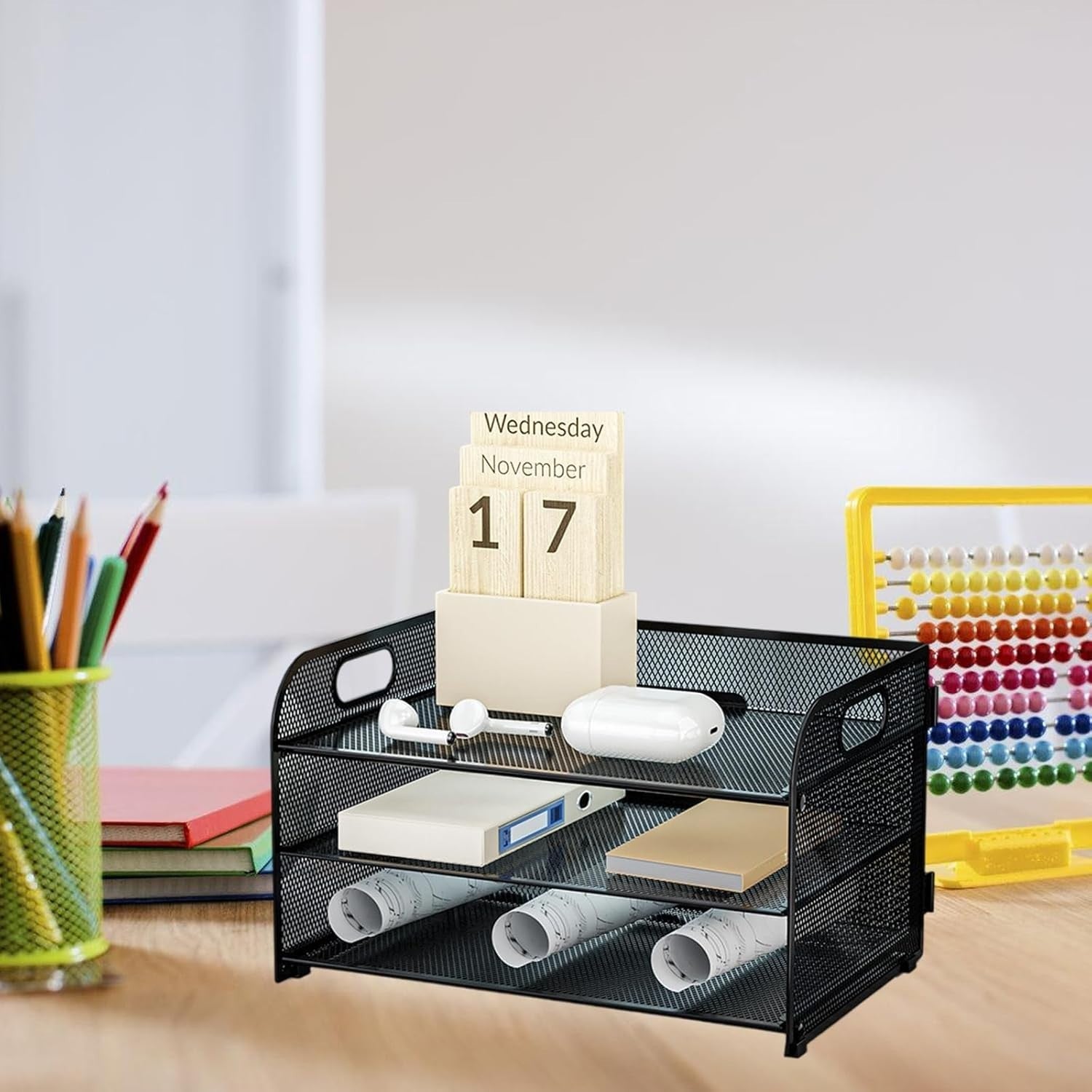 3-Tier Desk Organizer Letter Tray Paper File Storage Rack Purple