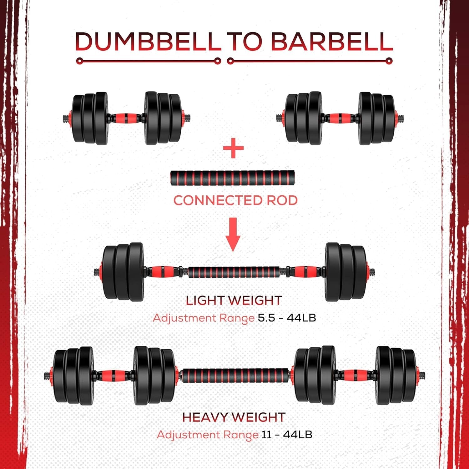 30kg Adjustable Dumbbells 6-in-1 Barbell Kettlebell Push Up Home Gym