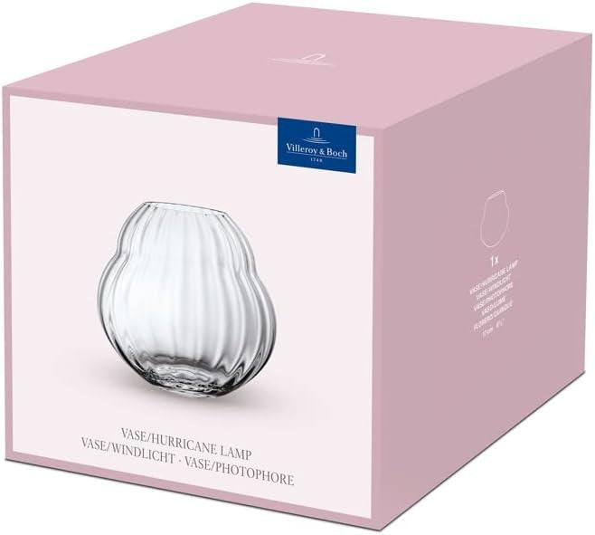 Crystal Glass Vase 17cm Round Modern Flower Vase Table Centrepiece Decor