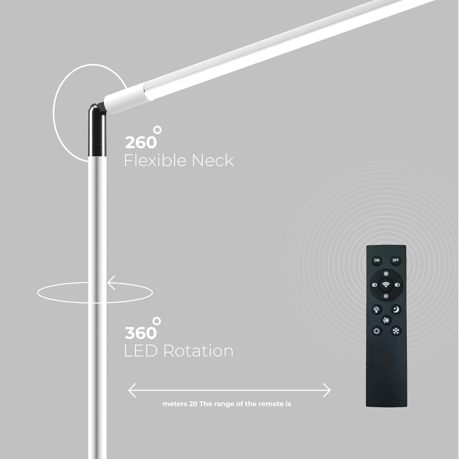 LED Floor Lamp Dimmable Remote Slim Standing Light Adjustable Reading Lamp