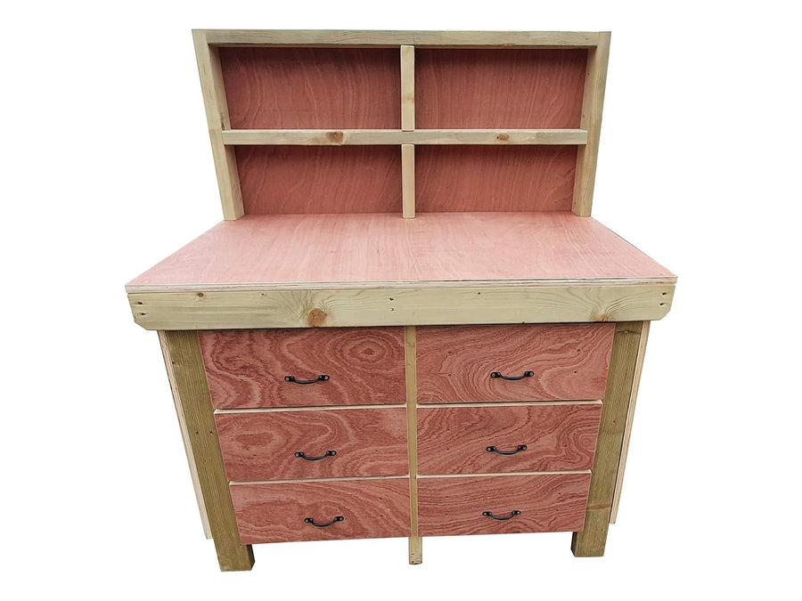 5ft Heavy Duty Wooden Workbench Tool Cabinet with Back Panel & Drawers