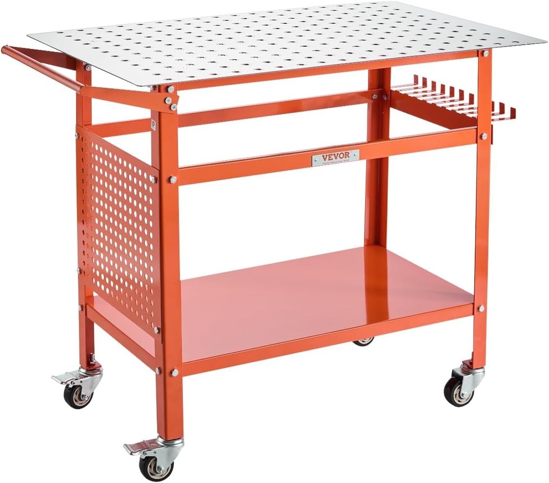Welding Table 40"x24" 800lbs Capacity Mobile Workbench 5/8" Holes Storage