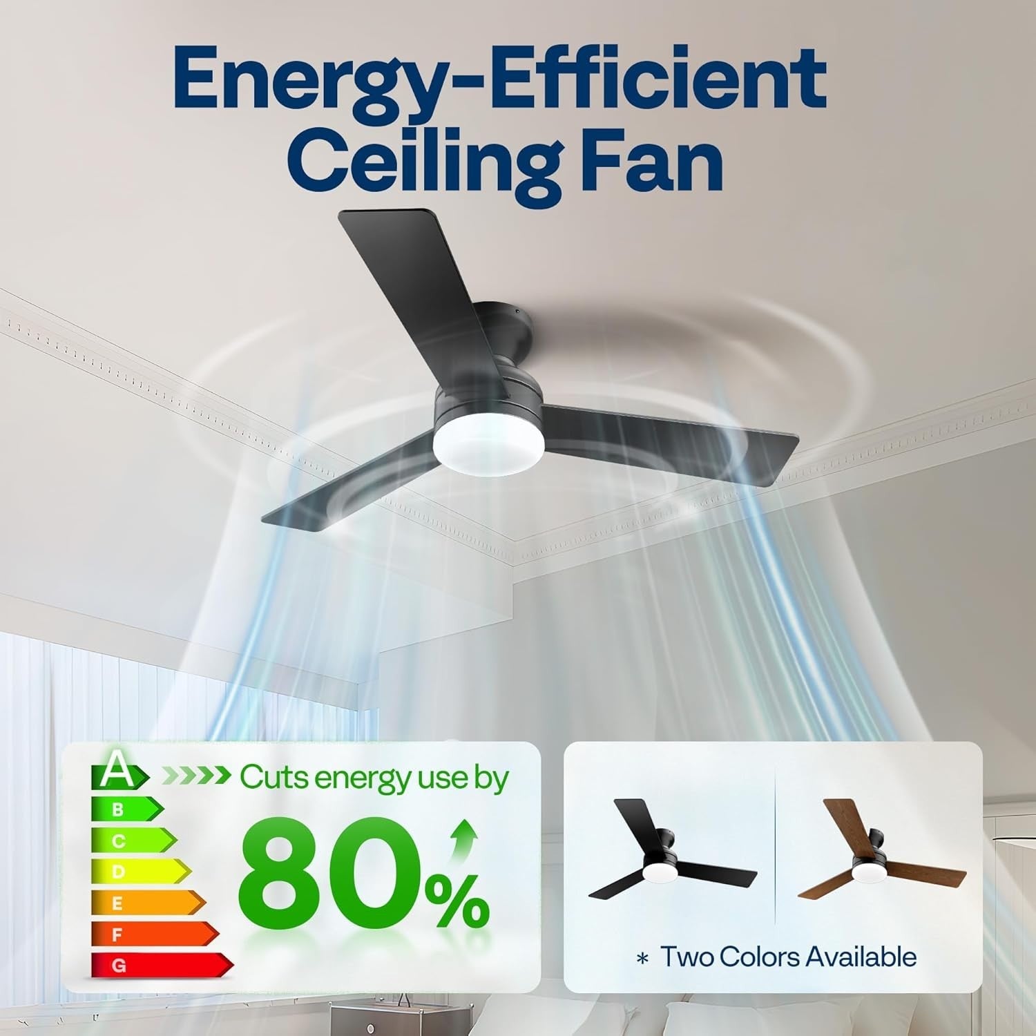 VIVOHOME 42"" Ceiling Fan with Lights, Remote, 6 Speeds, 3CCT LED, Timer