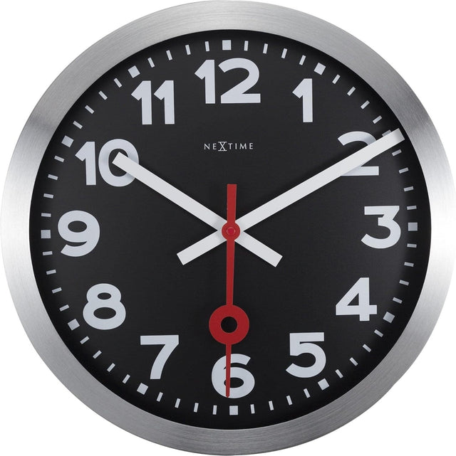 Silent Wall Clock Black 35cm Large Face Office Home Quartz Modern