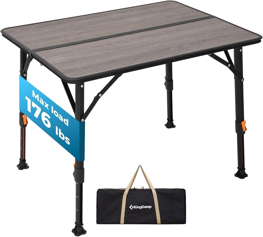 Portable Folding Bamboo Camping Table Adjustable Picnic Table 80kg Load