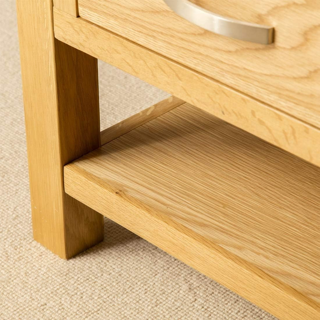 Solid Oak Coffee Table with Storage Drawer & Shelf | Rustic Wood 85x55