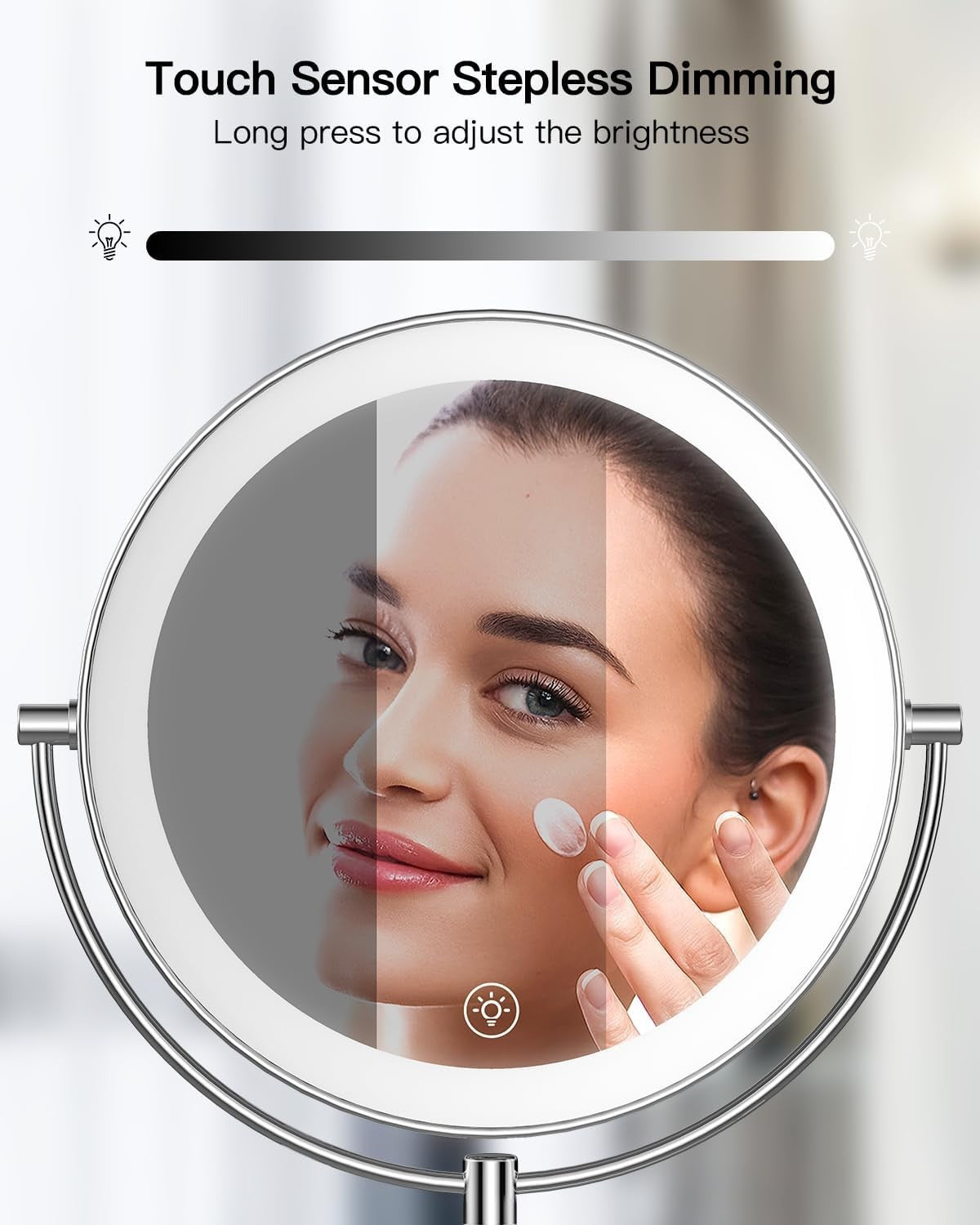 Wall Mounted Lighted Makeup Mirror 9" LED 1X/10X Magnification Touch
