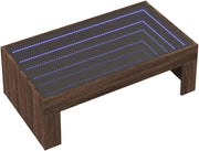 Infinity LED Mirror Coffee Table RGB Lights Brown Oak Square 50D x 90W x 30H