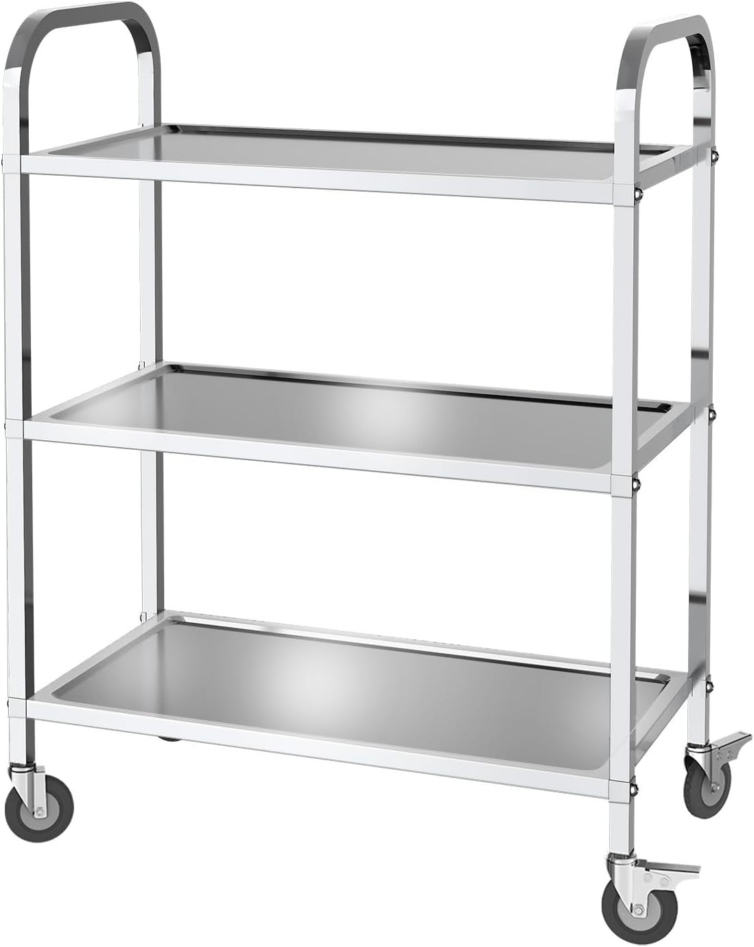 3 Tier Stainless Steel Kitchen Trolley Cart on Wheels Lockable Serving