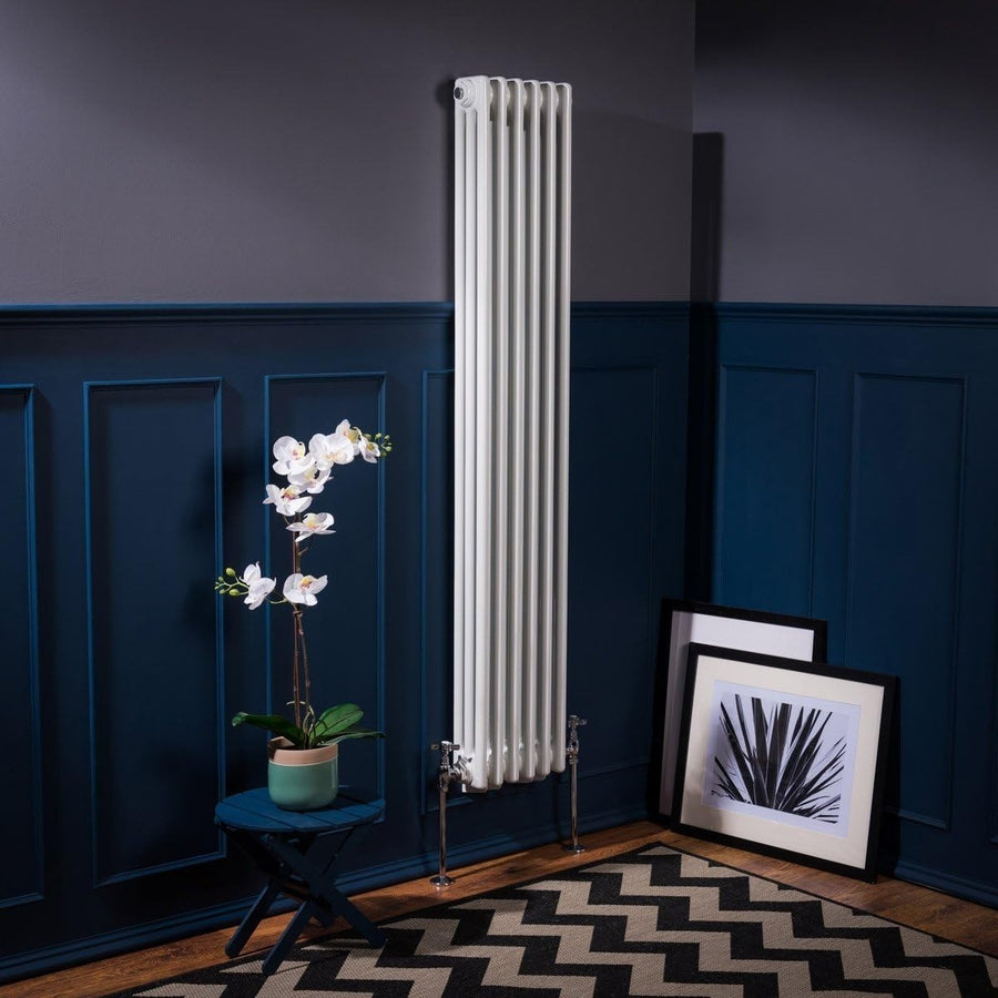 White Triple Column Vertical Radiator 1500x290mm Bathroom Kitchen