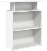 White Reception Desk 100x40x104cm Modern Office Counter with Storage Shelf