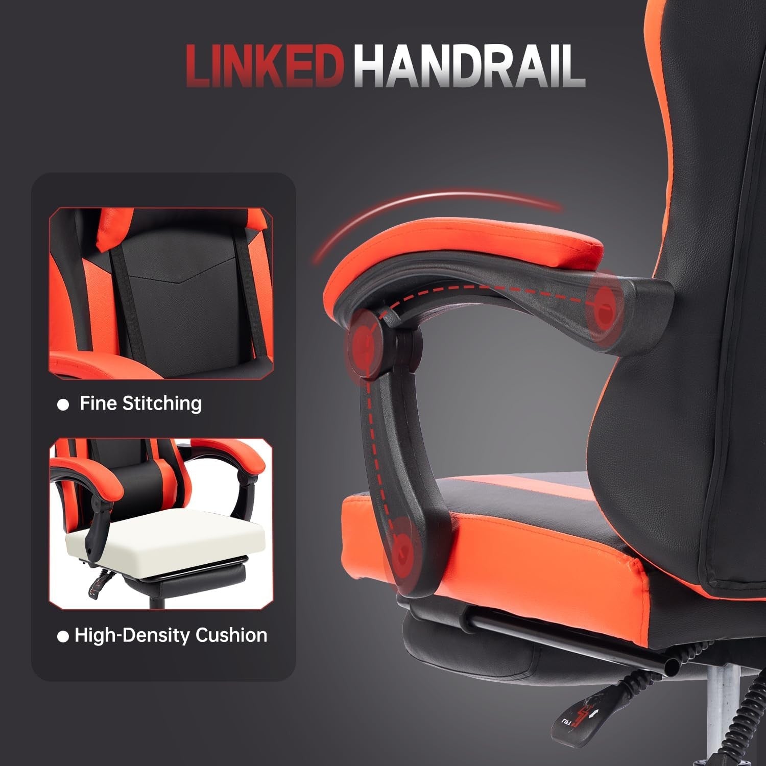 Ergonomic Gaming Chair Recliner with Footrest Lumbar Support Red