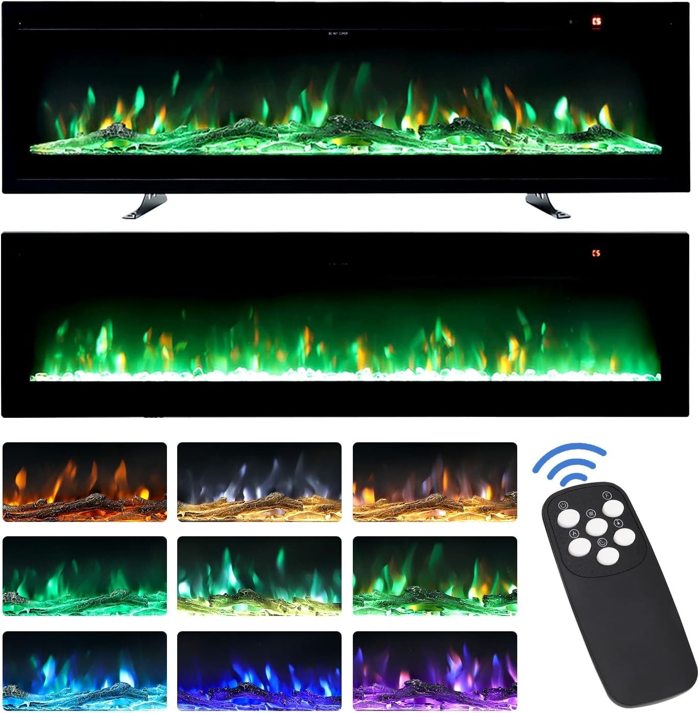 127cm Electric Fireplace Wall Mount/Recessed/Free Standing with Remote