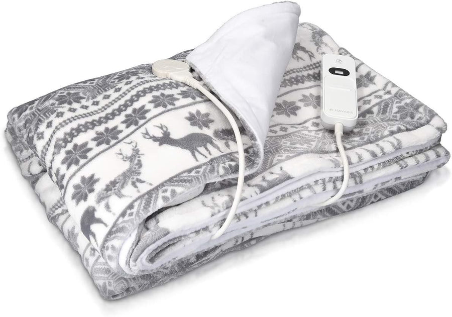 Electric Heated Throw Blanket Christmas Design 3 Heat Auto Off Washable 180x130